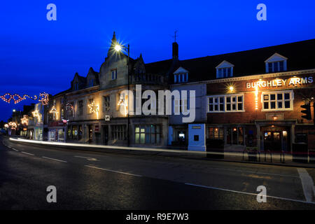 Christmas lights in Bourne Town centre, Lincolnshire; England; UK Stock Photo