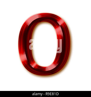 Number 0 from stylish faceted ruby alphabet, shiny gemstone letters, numbers and punctuation marks Stock Photo