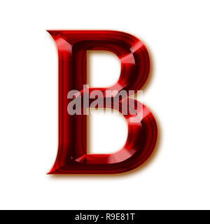 Letter B from stylish faceted ruby alphabet, shiny gemstone letters, numbers and punctuation marks Stock Photo