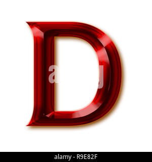 Letter D from stylish faceted ruby alphabet, shiny gemstone letters, numbers and punctuation marks Stock Photo