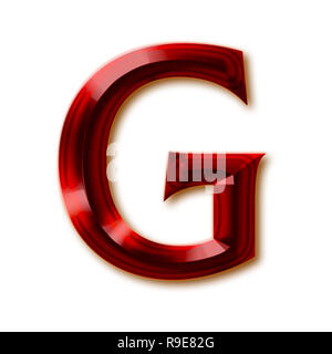 Letter G from stylish faceted ruby alphabet, shiny gemstone letters, numbers and punctuation marks Stock Photo