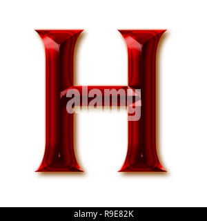 Letter H from stylish faceted ruby alphabet, shiny gemstone letters, numbers and punctuation marks Stock Photo