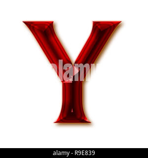 Letter Y from stylish faceted ruby alphabet, shiny gemstone letters, numbers and punctuation marks Stock Photo