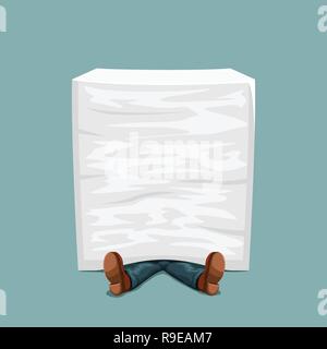 man lying under paper stack Stock Vector