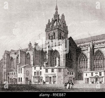 St Giles' Church, Edinburgh, Scotland, 19th century, Views in Edinburgh by J. & H. S. Storer Stock Photo