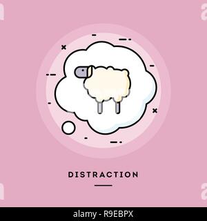 Distraction, flat design thin line banner. Stock Vector