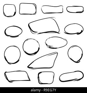 Hand drawn Frames. Vector illustration. Set of black Frames, isolated Stock Vector
