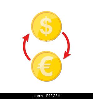 Currency exchange icon in flat style. Vector illustration. Exchange money icon, isolated. Stock Vector