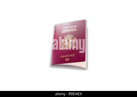 New spanish passport over white background with shadow Stock Photo