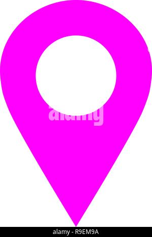 Pin point - purple simple hollow, isolated - vector illustration Stock Vector