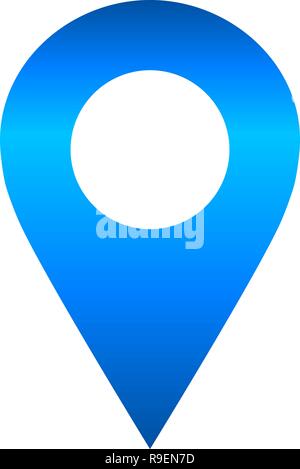 Pin point - blue gradient hollow, isolated - vector illustration Stock Vector