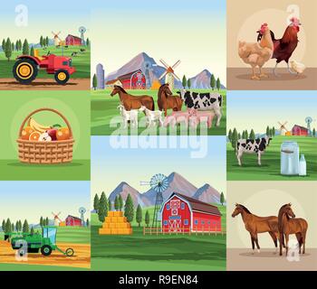 Farm cartoons set Stock Vector