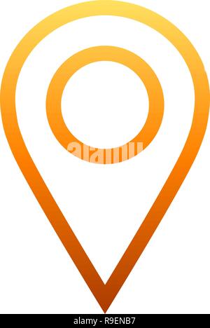Pin point - orange simple outlined, isolated - vector illustration ...