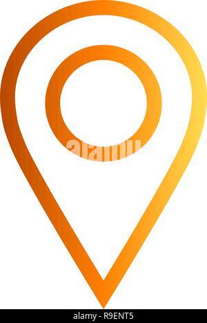 Pin point - orange simple outlined, isolated - vector illustration ...