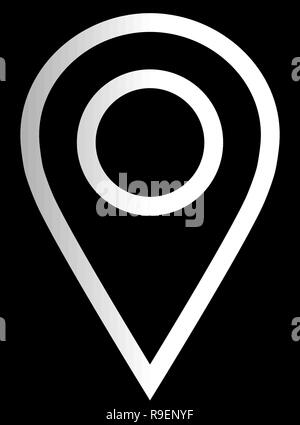 Pin point - white gradient outlined, isolated - vector illustration ...