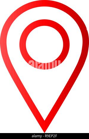 Pin point - red simple outlined, isolated - vector illustration Stock ...