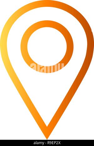 Pin point - orange simple outlined, isolated - vector illustration ...