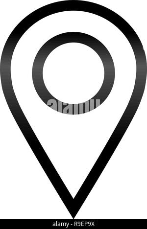 Pin point - black gradient outlined, isolated - vector illustration ...
