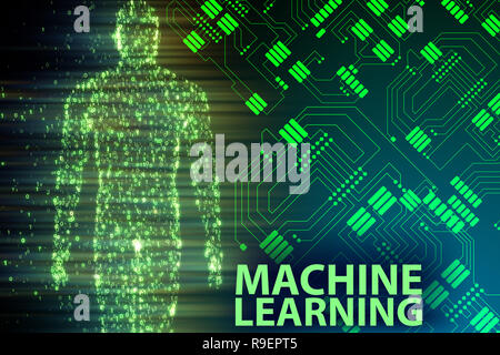 Machine learning concept - 3d rendering Stock Photo