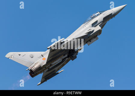 An Eurofighter Typhoon multirole fighter jet of the Spanish Air Force. Stock Photo