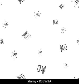 Seamless pattern of inspiration for writing software code. Children s drawing, doodle Stock Photo