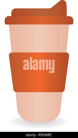 Red thermos mug mockup. Realistic illustration of red thermos mug vector mockup for web Stock Vector