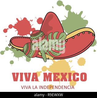 VIVA INDEPENDENCE Independence Day Vector Illustration Set for Digital Print, Holidays, Wall Art, Scrapbooking, Photo Album Design and Digital Paper Stock Vector