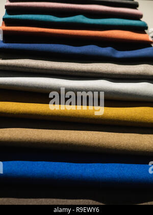 Close-up shot of colorful fabric samples Stock Photo