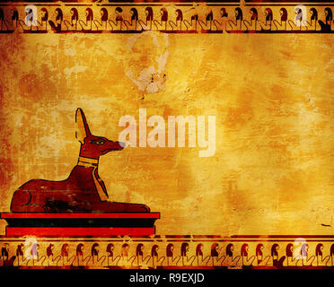 Background with Egyptian god Anubis image Stock Photo