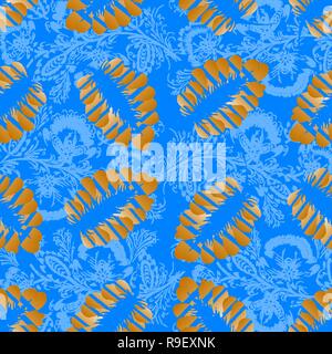 An brown leaves distressed decorative surface pattern. Grunge background. Seamless tile pattern. Stock Vector