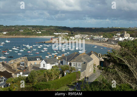 Hugh Town; From Star Castle; St Mary's; Isles of Scilly; UK Stock Photo