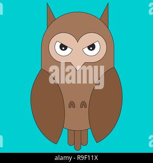 Owl in cartoon flat style. Vector illustration on color background Stock Vector