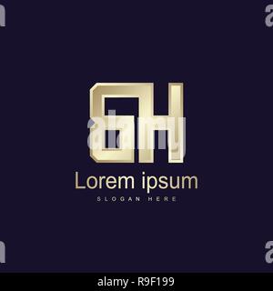 Initial Letter BH Logo Template Vector Design Stock Vector