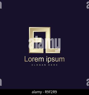 Initial Letter EL Logo Template Vector Design Stock Vector