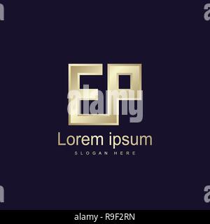 Initial Letter EP Logo Template Vector Design Stock Vector