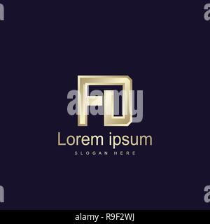 Initial Letter FD Logo Template Vector Design Stock Vector