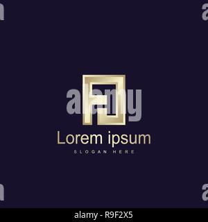 Initial Letter FJ Logo Template Vector Design Stock Vector