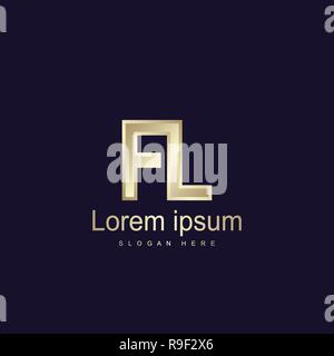 Initial Letter FL Logo Template Vector Design Stock Vector