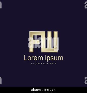 Initial Letter FW Logo Template Vector Design Stock Vector