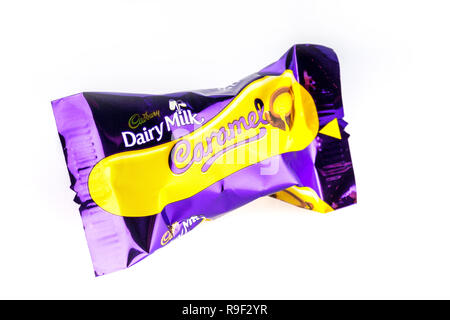 Caramel Cadburys Heroes chocolate on a white background Stock Photo