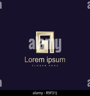 Initial Letter GI Logo Template Vector Design Stock Vector
