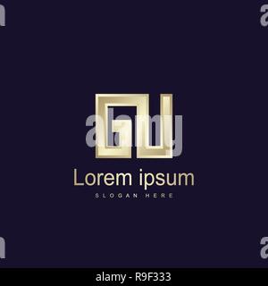 Initial Letter GU Logo Template Vector Design Stock Vector