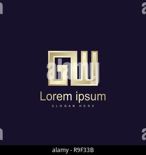 Initial Letter GW Logo Template Vector Design Stock Vector