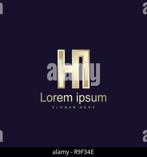 Initial Letter HI Logo Template Vector Design Stock Vector