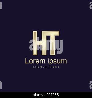 Initial Letter HT Logo Template Vector Design Stock Vector