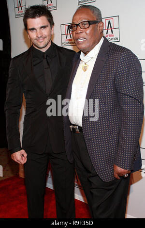 NEW YORK - FEBRUARY 22:  Musicians Juanes and Sam Moore attend the 2010 AFTRA AMEE Awards at The Grand Ballroom at The Plaza Hotel on February 22, 2010 in New York, New York.  (Photo by Steve Mack/S.D. Mack Pictures) Stock Photo