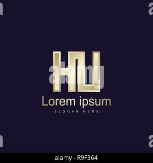 Initial Letter HU Logo Template Vector Design Stock Vector