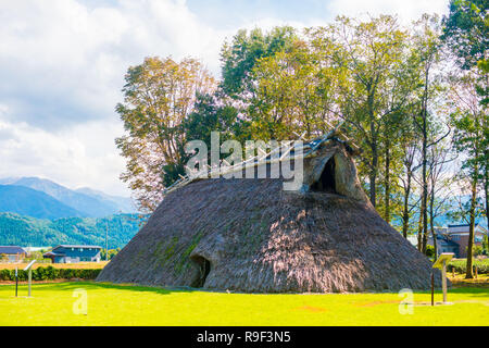 Fudodo ruins in Toyama, Japan. Japanese old house which people used to live in the Jomon period. Stock Photo