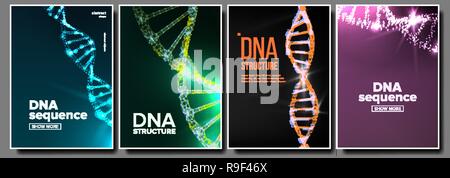 DNA Sequence brochure flyer design template with abstract photo ...