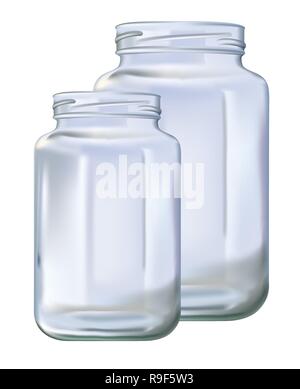 Clear glass jar on white background Stock Vector
